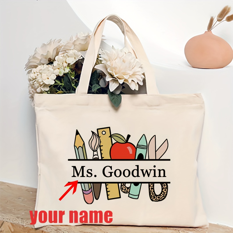 Women'S Best Bags For Travel - Custom Teacher Name Pattern Tote Bag