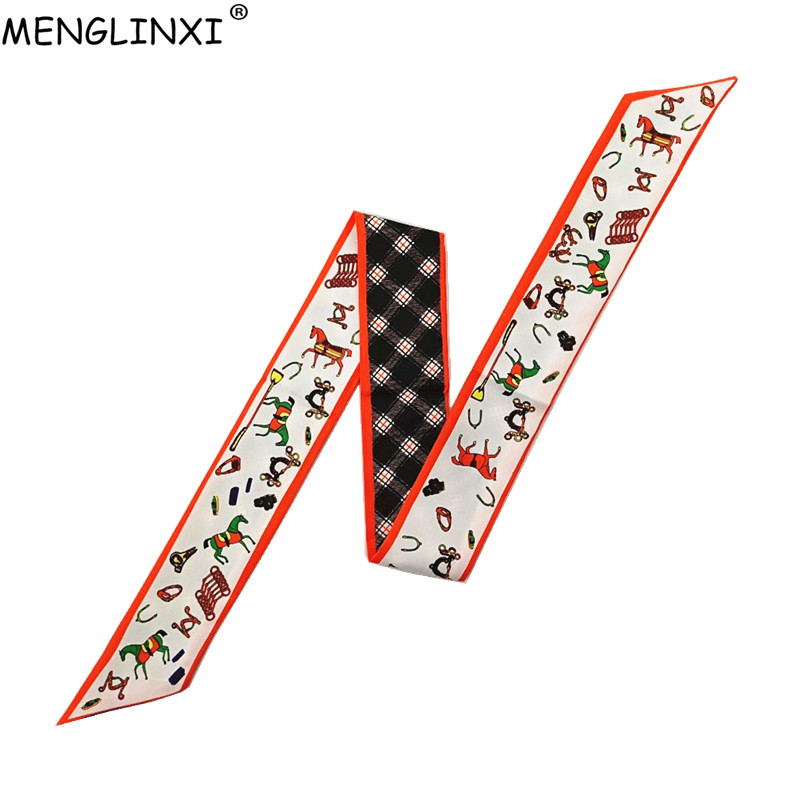Women Bags Brands - Horse Plaid Skinny Scarf Women Bag