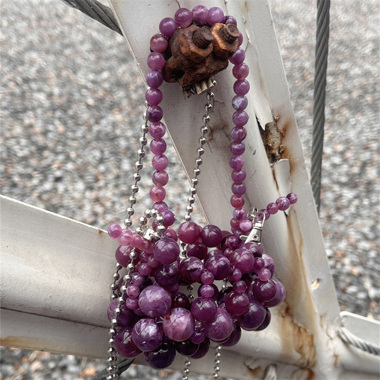 Evening Bag Beaded - Girls Mini Purple Beaded Clutch Purse