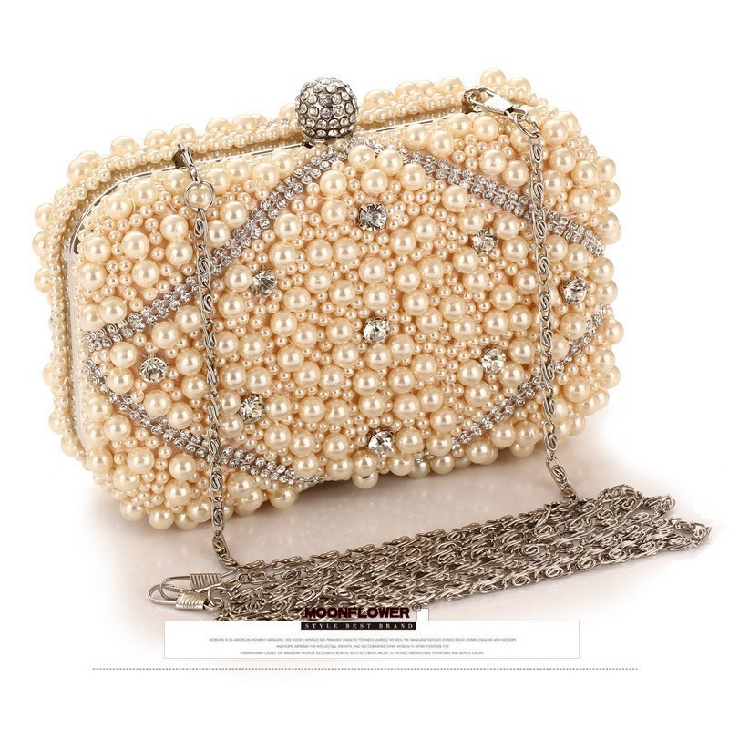 Evening Bag Beaded - Luxury Crystals Beaded Pearl Evening Clutch