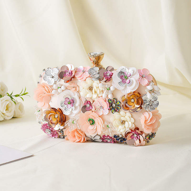 Evening Bag Beaded - Floral Evening Dinner Handbag Beaded Flower