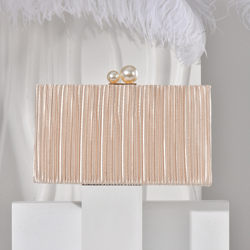 Evening Bag Beaded - Pure Color Shimmering Fabric Clutch Bag
