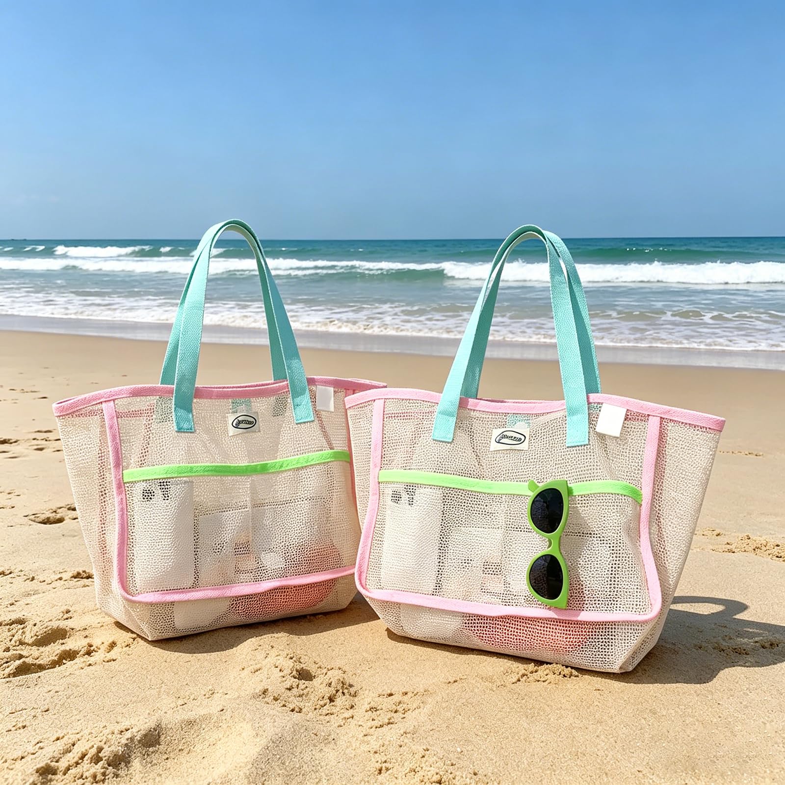 Beach Bags for Women Colorful  - Mesh Net Bag review and price