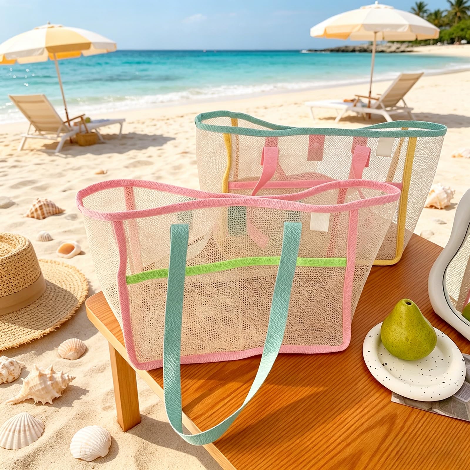 Beach Bags for Women Colorful  - Mesh Net Bag review and price