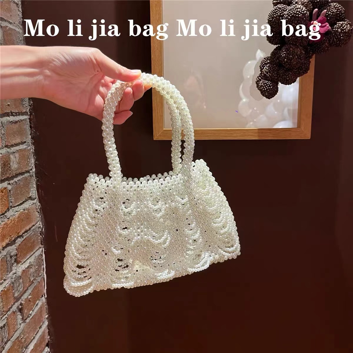 Fashion Pearl Beading Woven Ha - Evening Bag Beaded review and price